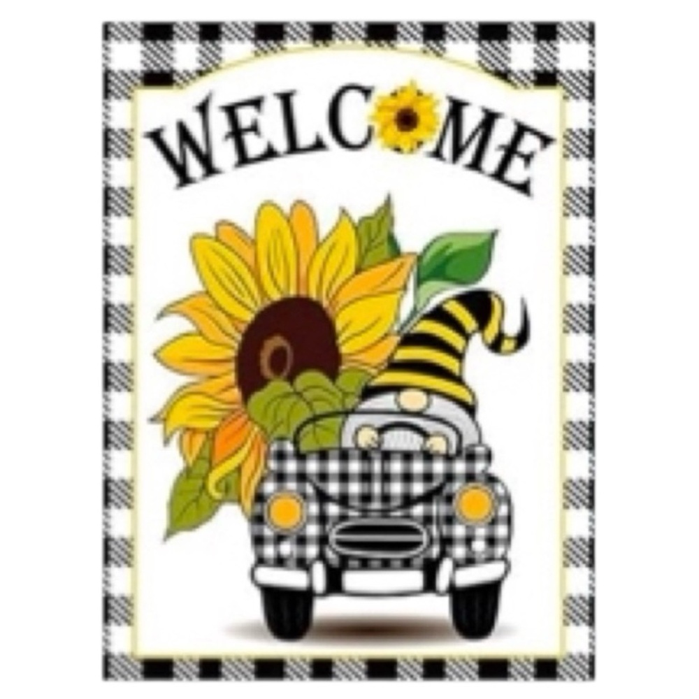 Welcome Gnome Sunflower Diamond Painting Kit 30x40 cm DIY Home Decor